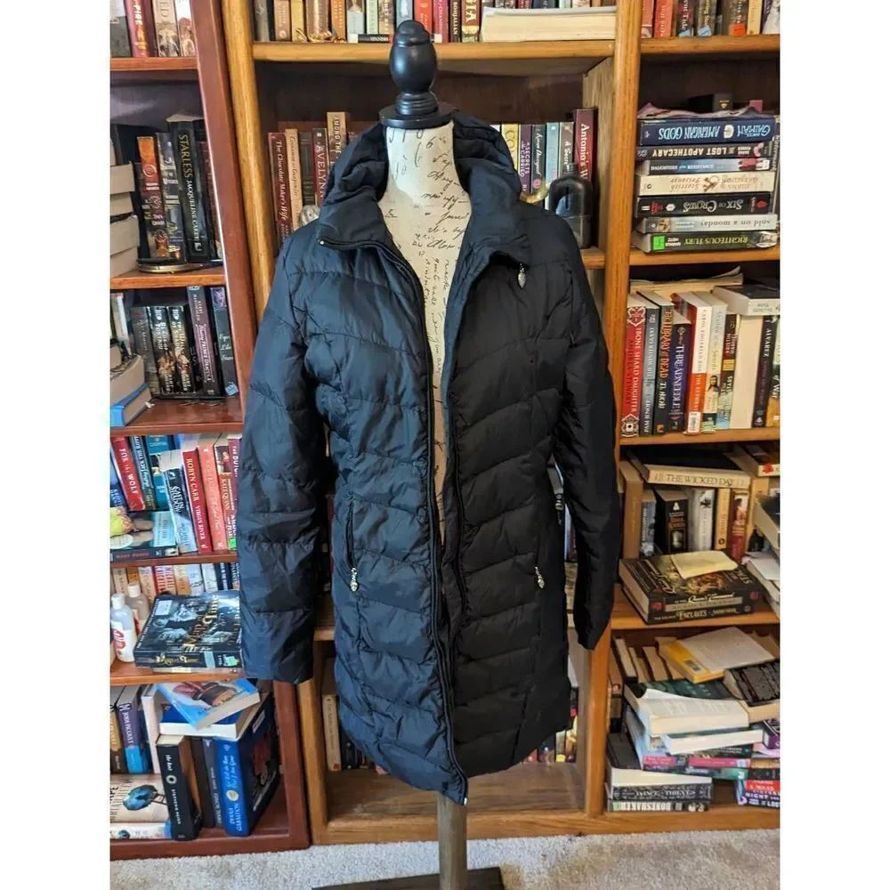 twisted heart black down puffer duffle coat sz m